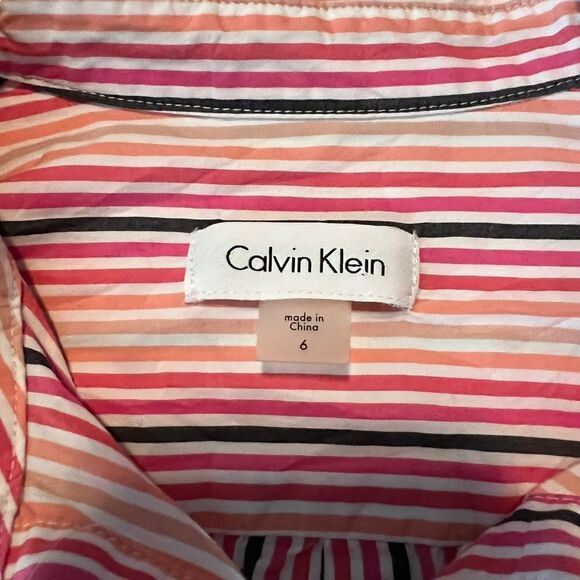Calvin Klein striped button down dress. Size 6 - Picture 3 of 8